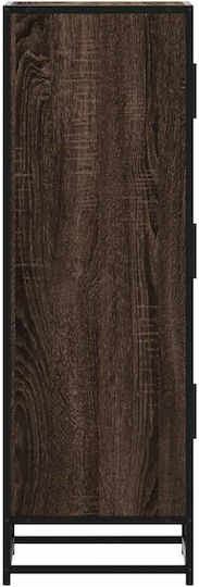 Wall Living Room Display Cabinet Made of Wood & Metal with Windowed Brown 35.5x35x106.5cm