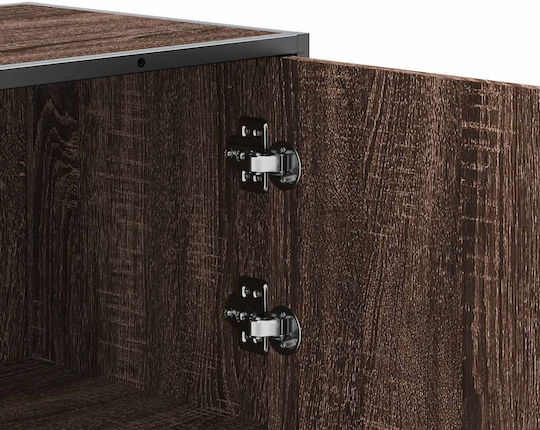 Wall Living Room Display Cabinet Made of Wood & Metal with Windowed Brown 35.5x35x106.5cm