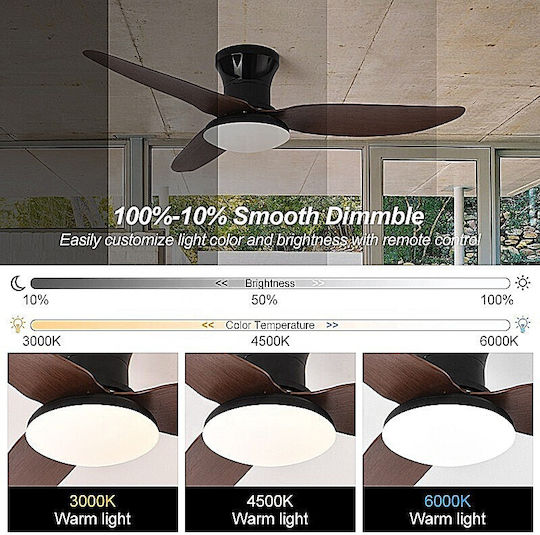 Home Lighting Таванен вентилатор 100см с осветление Черен