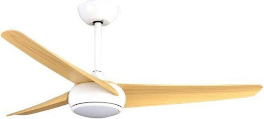 Eurolamp Ανεμιστήρας Οροφής 132cm με Φως Καφέ / Λευκός