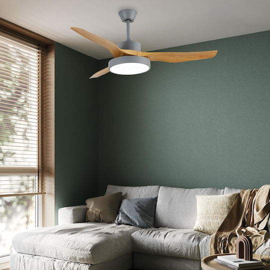 Inlight Nitinat Ανεμιστήρας Οροφής 132cm με Φως Μπεζ / Γκρι