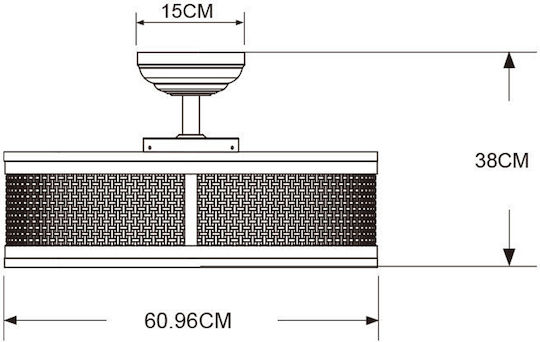 Primo PRCF-80657 Ventilator De Tavan 60cm Cu Lentile De Mărire Negru / Maro