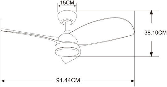 Primo PRCF-80660 Ceiling Fan 91.44cm with Blue Light Fixture