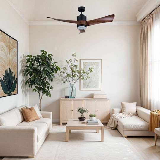 Primo Primo Ceiling Fan 137cm with Light Fixture Brown / Black