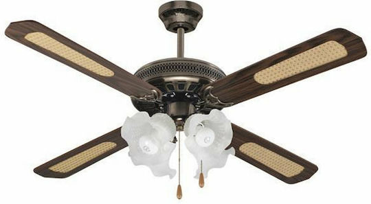 Eurolamp Ceiling Fan 130cm with Light Fixture Brown / Silver