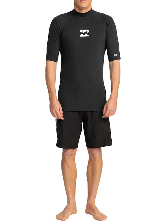 Billabong Waves All Day UPF 50 Men Short Sleeve Sun Protection Shirt Black