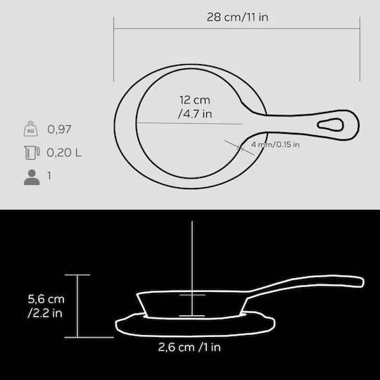 Lava Тиган от Чугун с Емайлирано Покритие 12cm