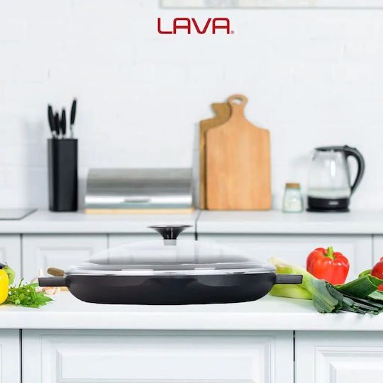 Lava Glaze Σωτέζα από Μαντέμι με Καπάκι με Εμαγιέ Επίστρωση 26cm