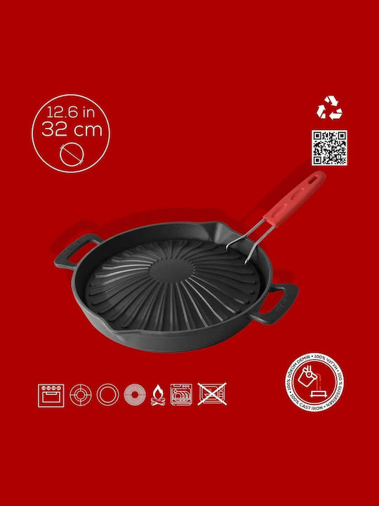 Lava Grill Pan Cast Iron with Enamel Coating 32cm