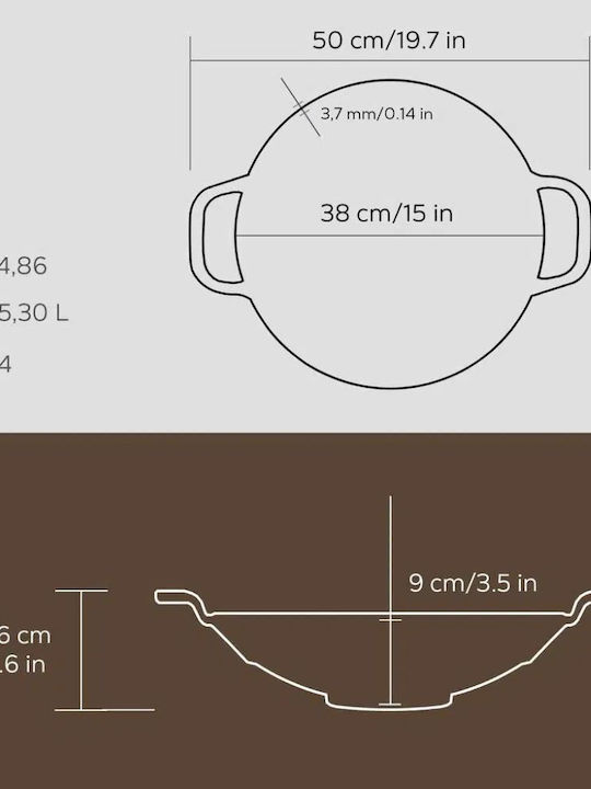 Lava Lava Wok aus Gusseisen mit Emaille Innenbeschichtung 38cm