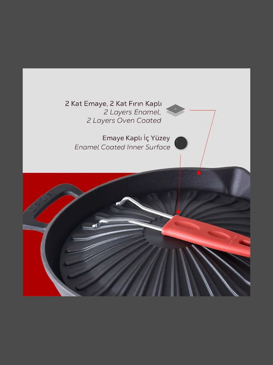 Lava Grill Pan Cast Iron with Enamel Coating 32cm