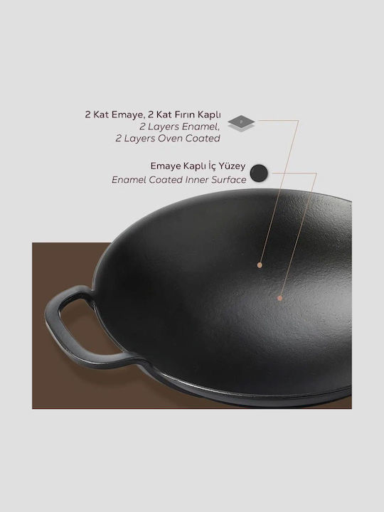 Lava Lava Wok aus Gusseisen mit Emaille Innenbeschichtung 38cm