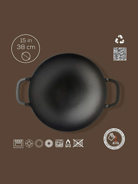 Lava Lava Wok aus Gusseisen mit Emaille Innenbeschichtung 38cm