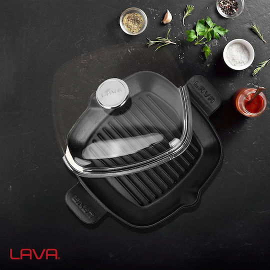 Lava Glaze Γκριλιέρα από Μαντέμι με Καπάκι με Εμαγιέ Επίστρωση 26cm
