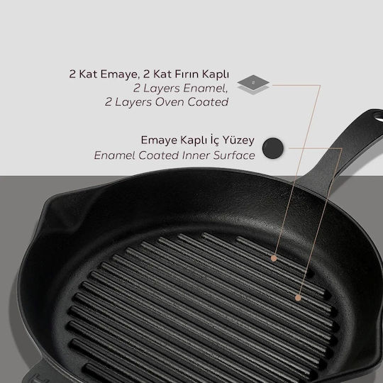 Lava Grill Pan Cast Iron with Enamel Coating 28cm