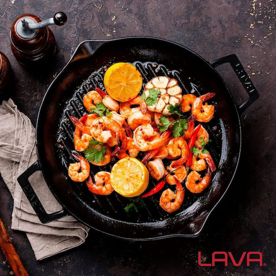 Lava Saute Pan Cast Iron with Lid with Enamel Coating 30cm