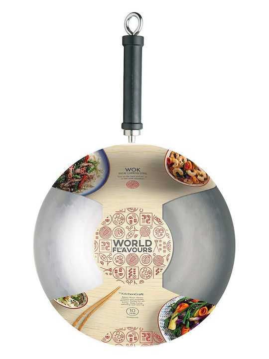 Kitchen Craft Wok Din Oțel Carbon Cu Acoperire Antiaderentă 30cm