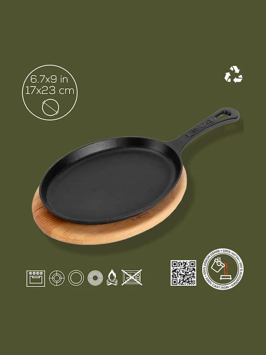 Lava Fajita Pan of Cast Iron with No Coating 23.6cm