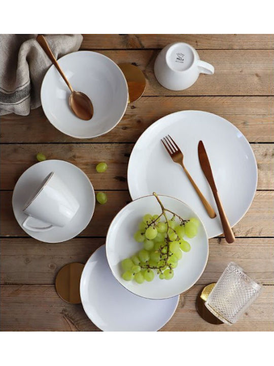Emfasi Boss Bowl Gold Gold Porcelain Dinnerware Set 40pcs