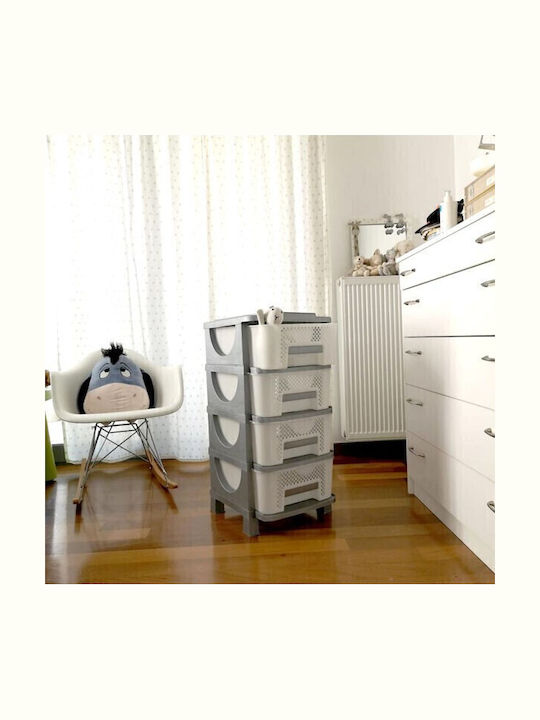 Homeplast Βέστα Συρταριέρα Πλαστική 3 Θέσεων Γκρι 42x38x60cm