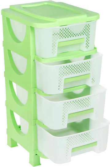 Homeplast Venus Perforated Plastic Drawer Unit 4 Tiers Gray 42x38x77cm