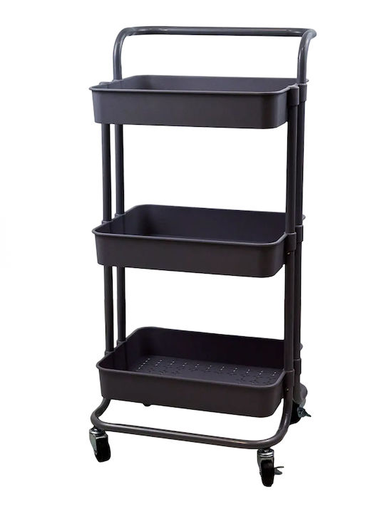 Sidirela Soni Kitchen Trolley Metallic 3 Tiers Gray 42x39x86cm