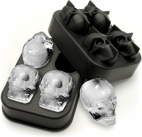 Eiswürfelform Schädel aus Silikon 4 Plätze Schwarz 283.000.026