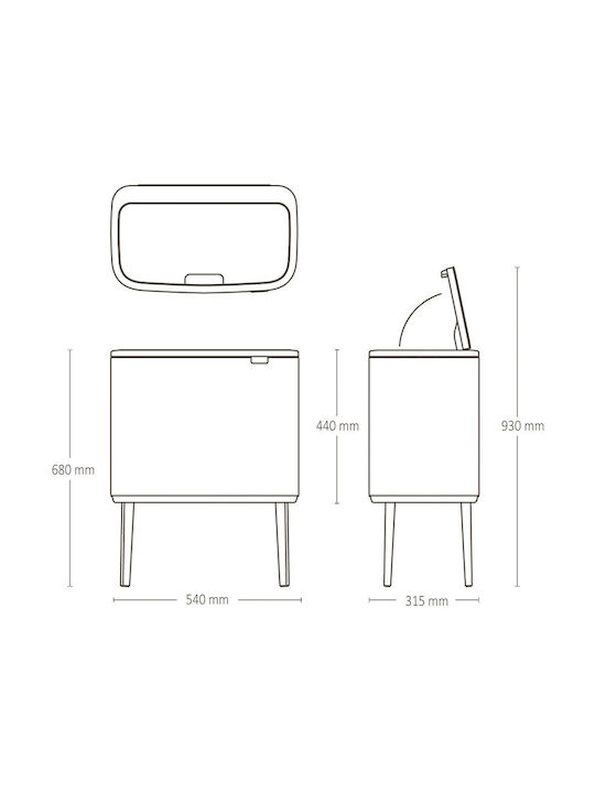 Brabantia Bo Touch Mülleimer Kunststoff Grau 36lt