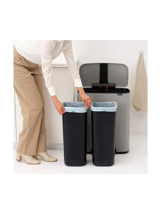 Brabantia Bo Pedal Κάδος Απορριμμάτων Πλαστικός με Πεντάλ Γκρι 30cm