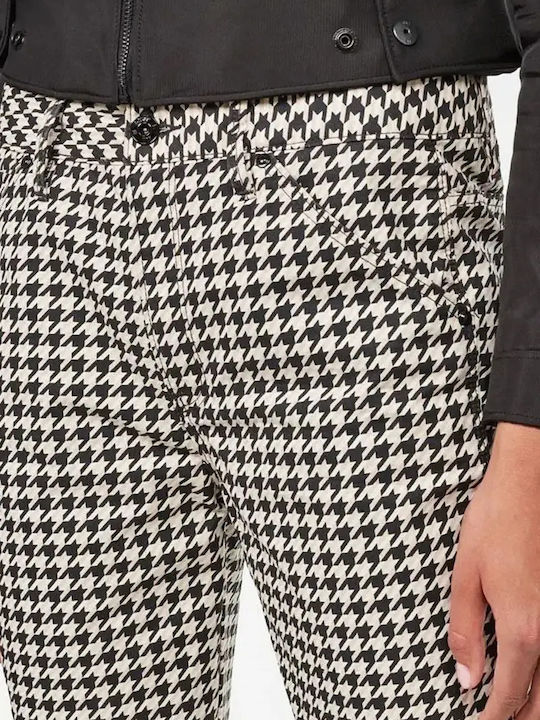 Дамски Текстилен Панталон в Boyfriend Кройка Black, White, Pink