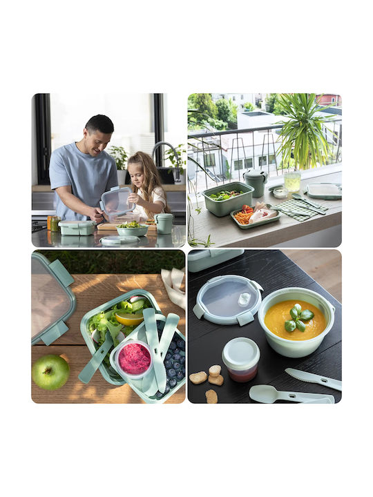 Food Container Snack Rectangle 0.2l Smart Eco To Go 12x9x5cm Soft Green