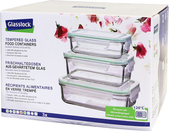 Glasslock Σετ Πλαστικά Δοχεία Φαγητού Πράσινα 3τμχ