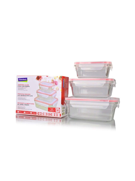 Glasslock Set Mittagsboxen Kunststoff Rote 3Stücke