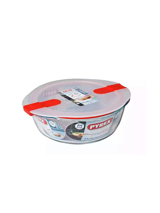 Pyrex Microwave Glass Lunch Box Cook & Heat Red 2300ml