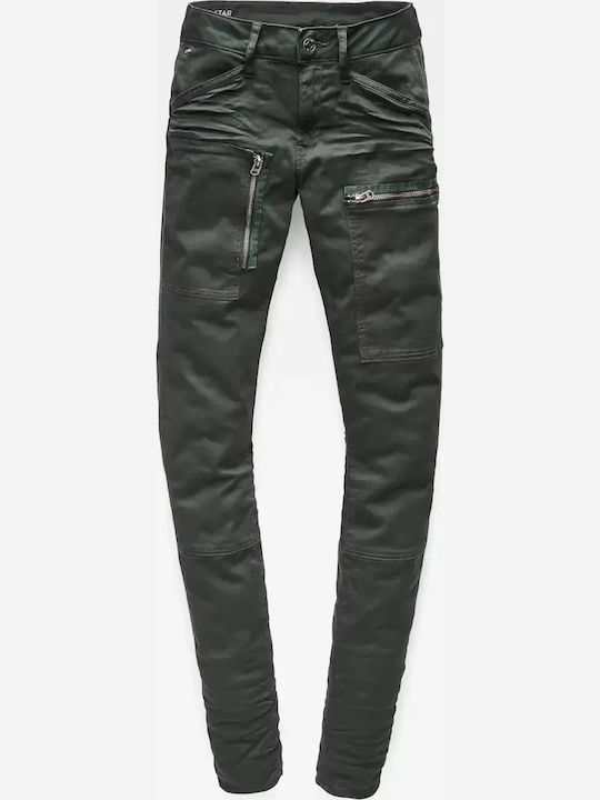 Дамски Текстилен Панталон със Skinny Кройка Dark Green