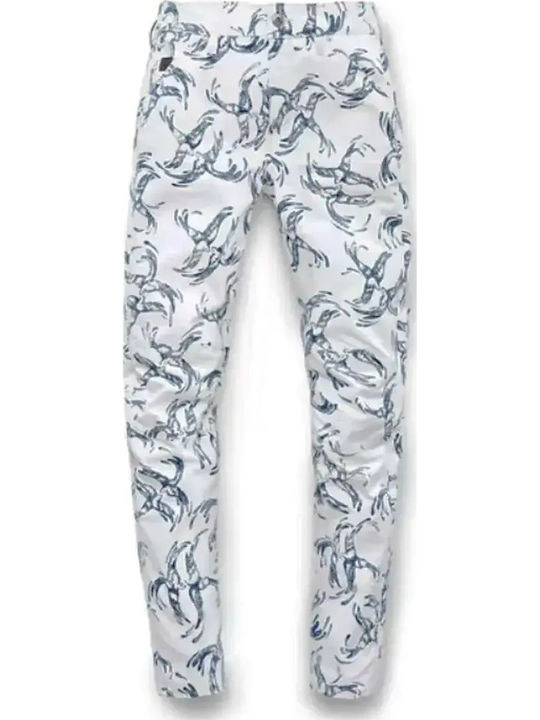 Дамски Текстилен Панталон в Boyfriend Кройка White/blue