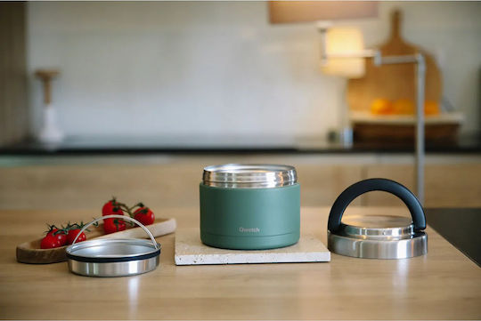Qwetch Inox Mittagessenbox Isolierte Lunchbox Grüne Mit Fächern 850ml