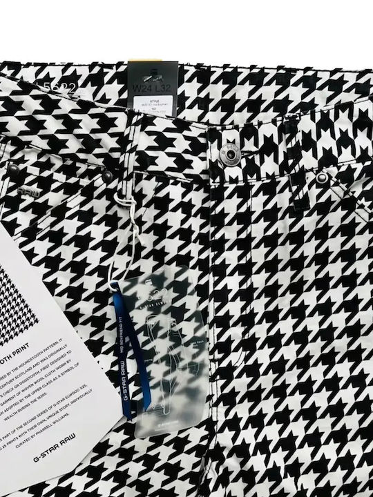 Дамски Текстилен Панталон в Boyfriend Кройка Houndstooth Print