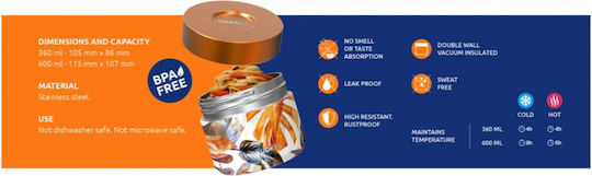 Quokka Autumn Δοχείο Φαγητού Inox Θερμός Πολύχρωμο 600ml