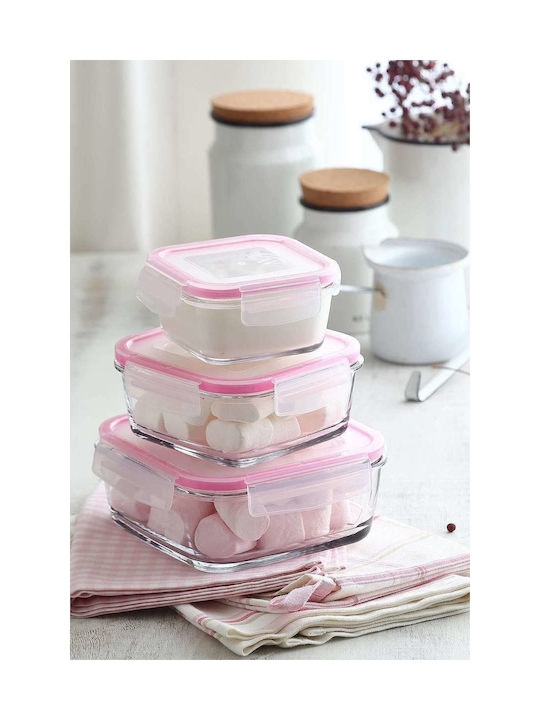 Kosova Cutie pentru Mâncare Sticlă Transparent 3buc