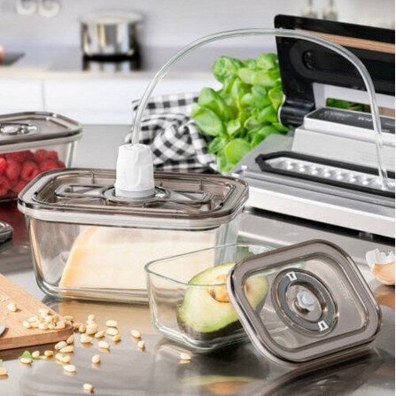 Caso VacuBoxx Комплект Стъклени Кутии За Храна Черни 14.5x9.5см 3 Бройки