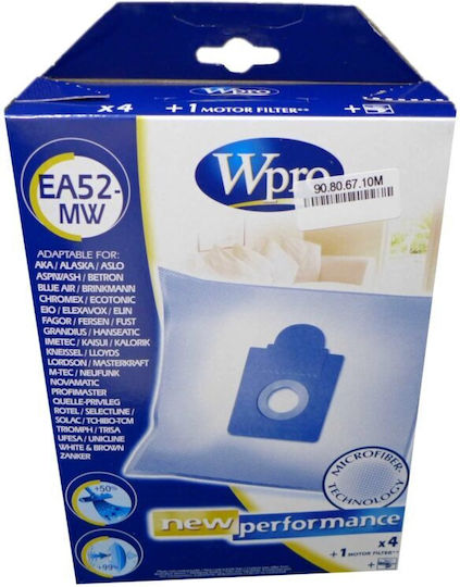 Wpro EA52-MW Saci Pentru Aspiratoare 4 Bucăți Compatibile Cu Aspirator Bestron