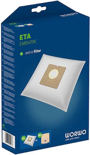 Worwo Ba 1750/emb419k Vacuum Cleaner Bags 6 Pieces Compatible Vacuum Cleaner Afk Bomann Clatronic Dirt Devil Eta Hoover Kalorik Moulinex Rowenta Sencor Taurus Ufesa