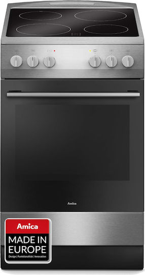 Amica Cooker 68lt with Ceramic Hobs W60cm. Inox