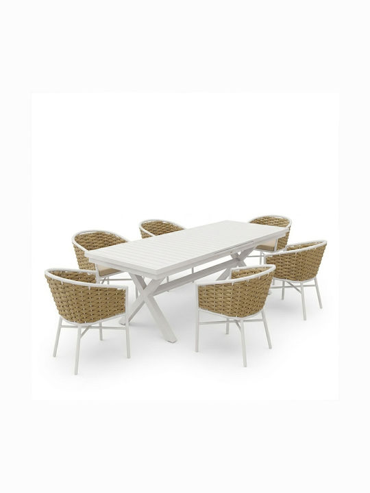 Outdoor Dining Set Dagyn 7 Pieces Pakketo with Pillows