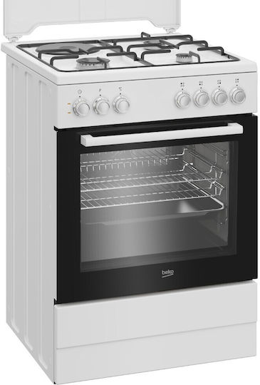 Beko Κουζίνα 65lt με Εστίες Φυσικού Αερίου & Ρεύματος Π60εκ. Λευκή