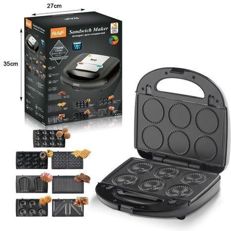 Raf Τοστιέρα με Αποσπώμενες Πλάκες για 2 Τοστ 800W Inox