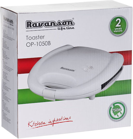 Ravanson OP-7010B Sandwichmaker für for 2 Sandwiches Sandwiches 750W Weiß