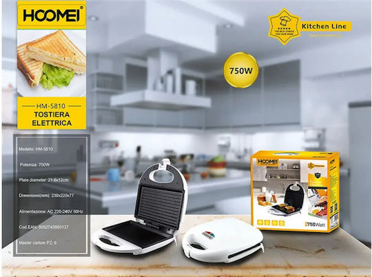 Hoomei Сандвич тостер за 2 Сандвичи 750W Inox