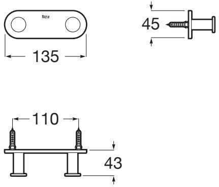 Roca Double Wall-Mounted Bathroom Hook Black